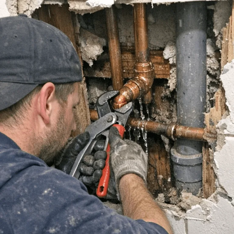 Spezialist bei der Reparatur einer undichten Leitung